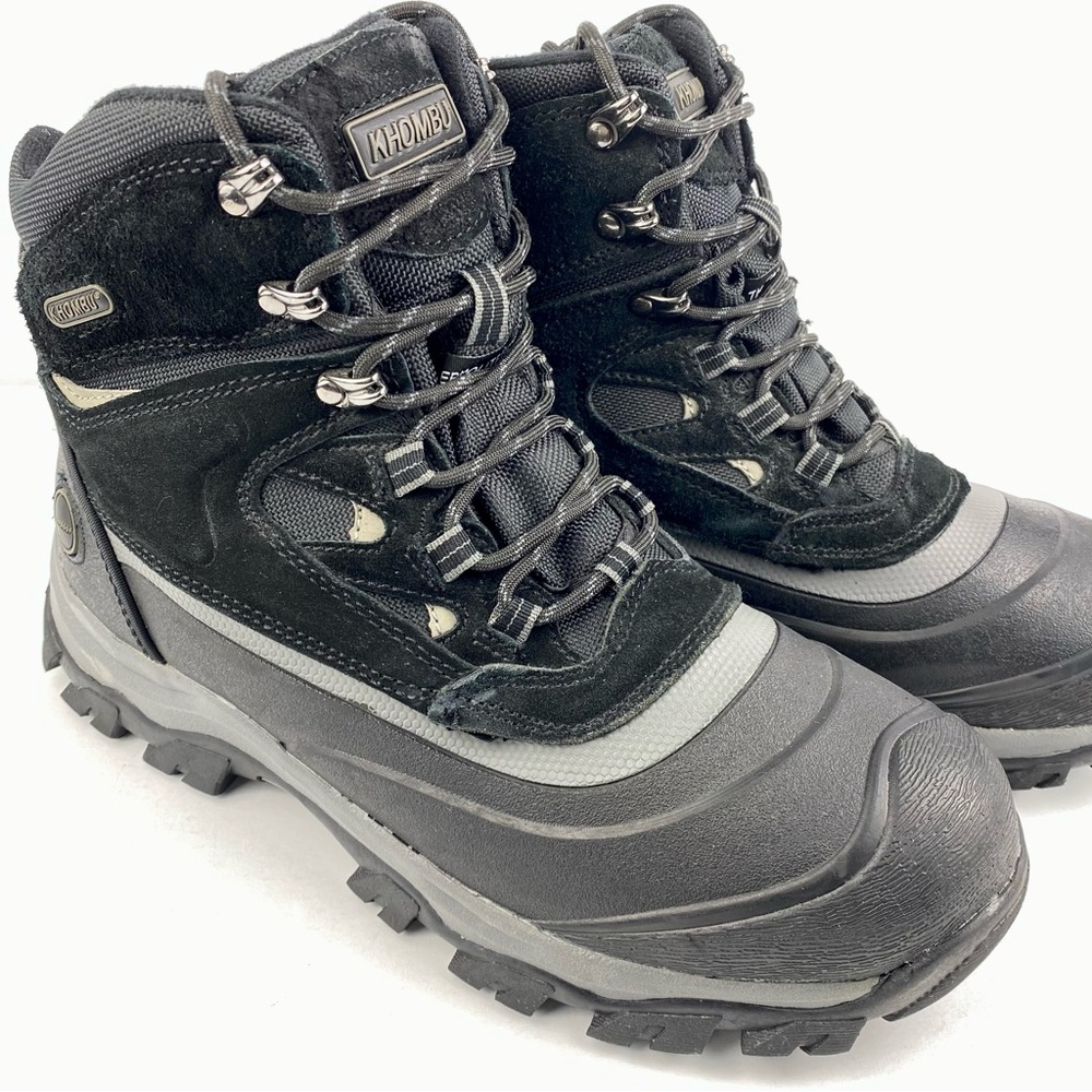 Khombu Men's size 11 Black Winter Boots Weather Resistant Leather/Manmade